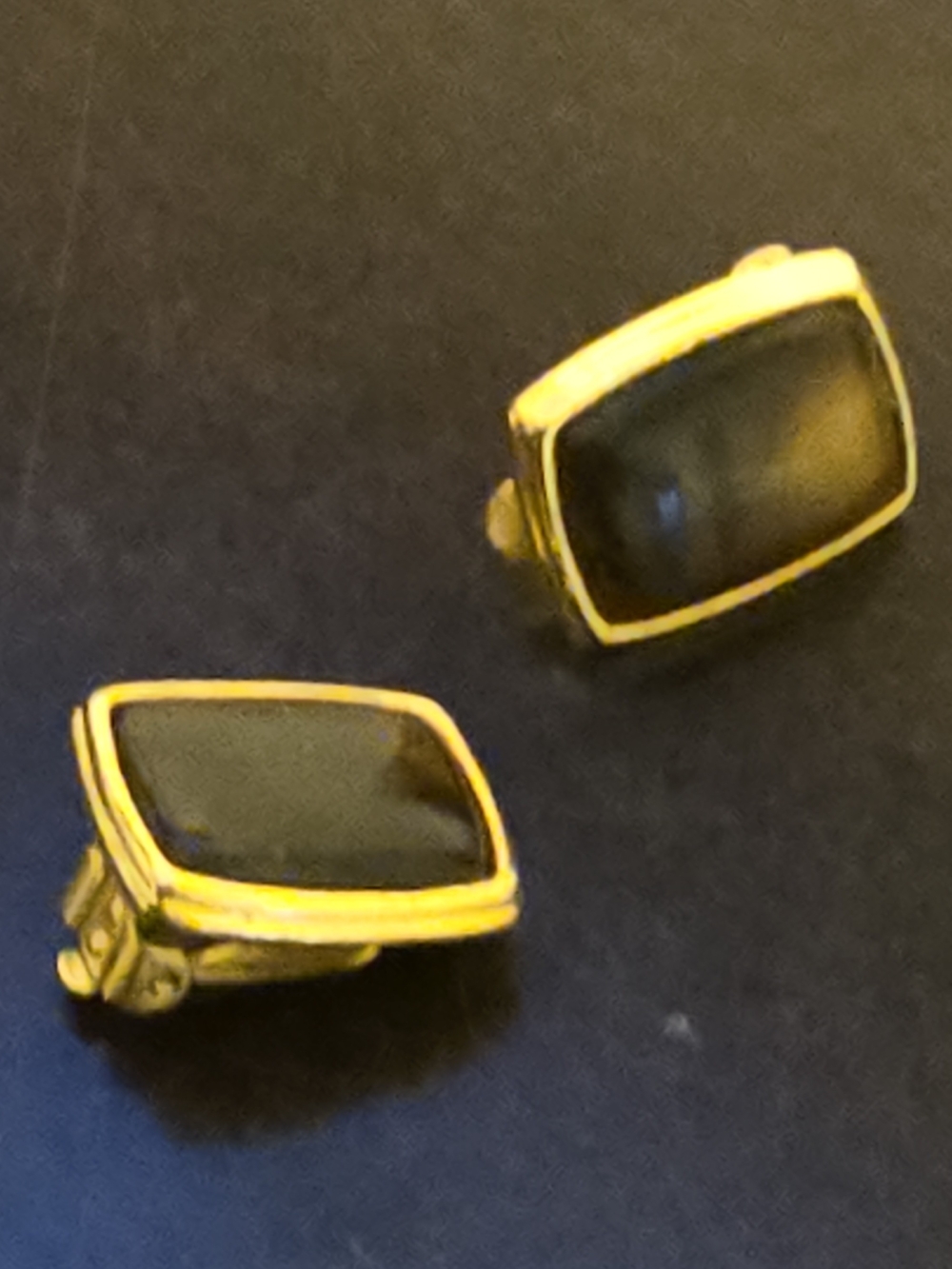 Gold-Tone Beown Stone Clip On Earings - Classic Womens Accessory